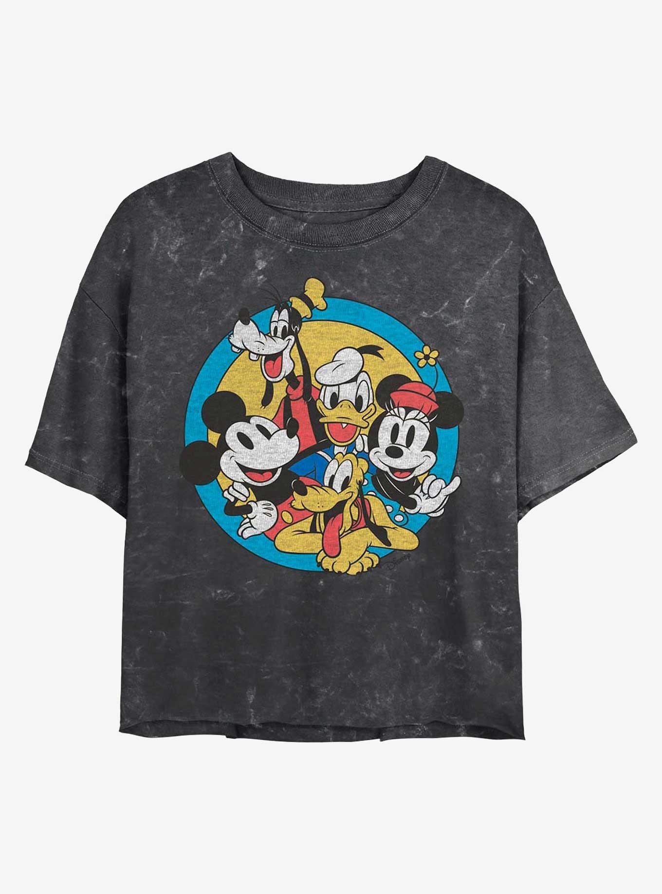 Disney Mickey Mouse Original Buddies Mineral Wash Crop Girls T-Shirt, BLACK, hi-res