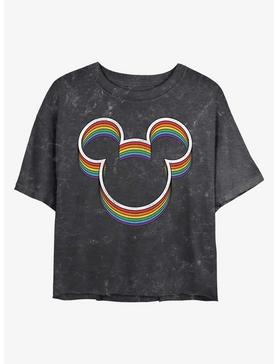 Disney Mickey Mouse Rainbow Ears Mineral Wash Crop Girls T-Shirt, , hi-res