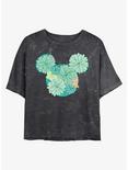 Disney Mickey Mouse Succulents Mineral Wash Crop Girls T-Shirt, BLACK, hi-res