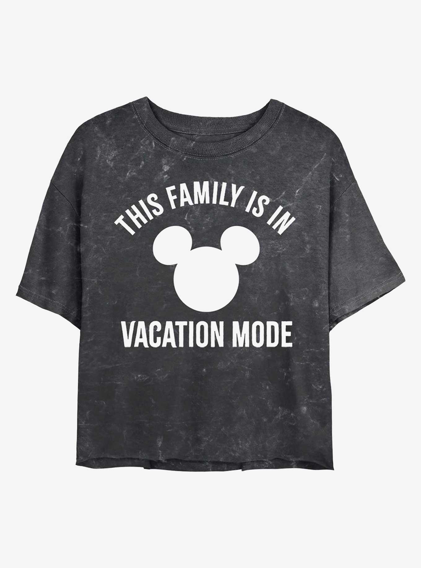 Disney Mickey Mouse Vacation Mode Mineral Wash Crop Girls T-Shirt, BLACK, hi-res