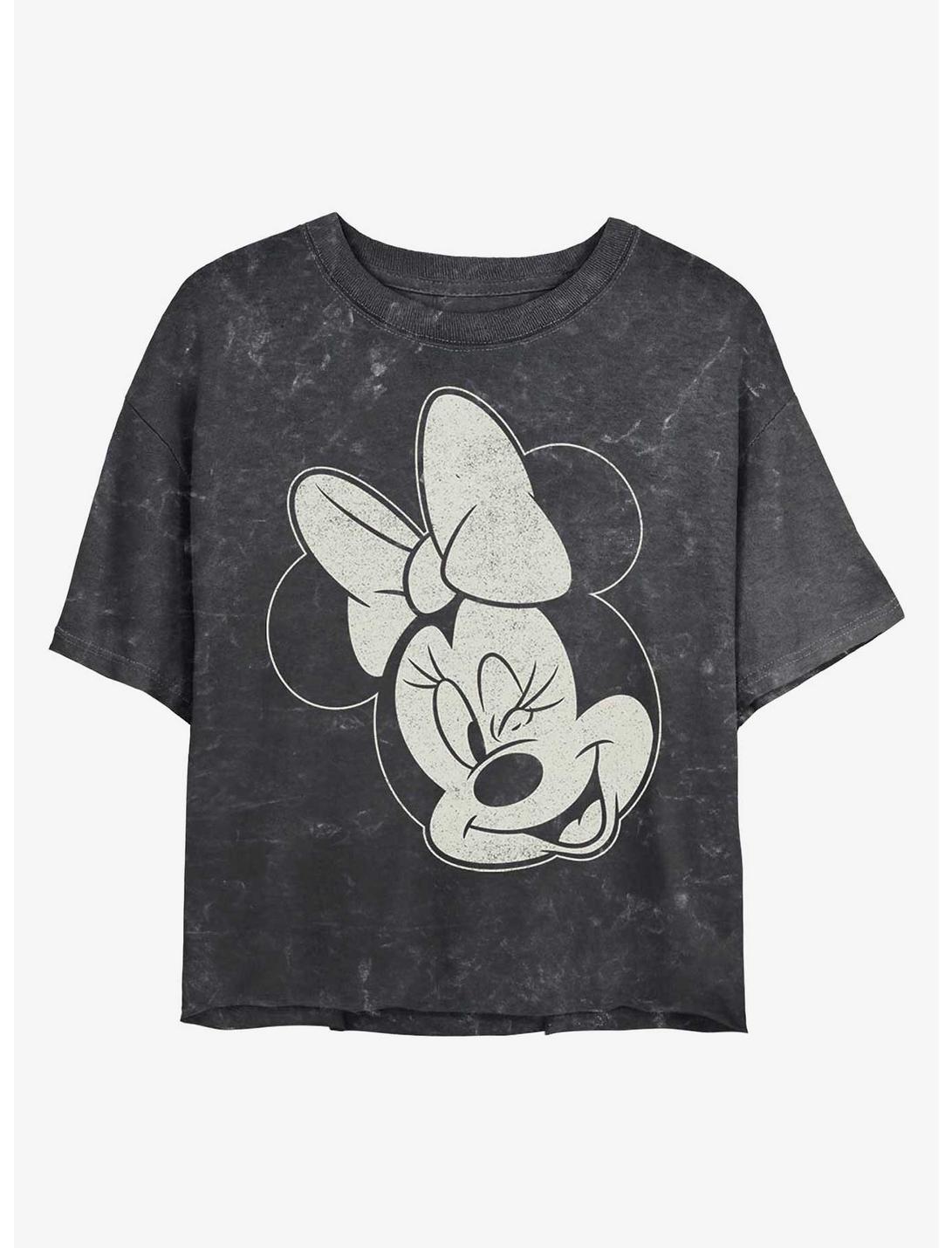 Disney Minnie Mouse Minnie Wink Mineral Wash Crop Girls T-Shirt, BLACK, hi-res