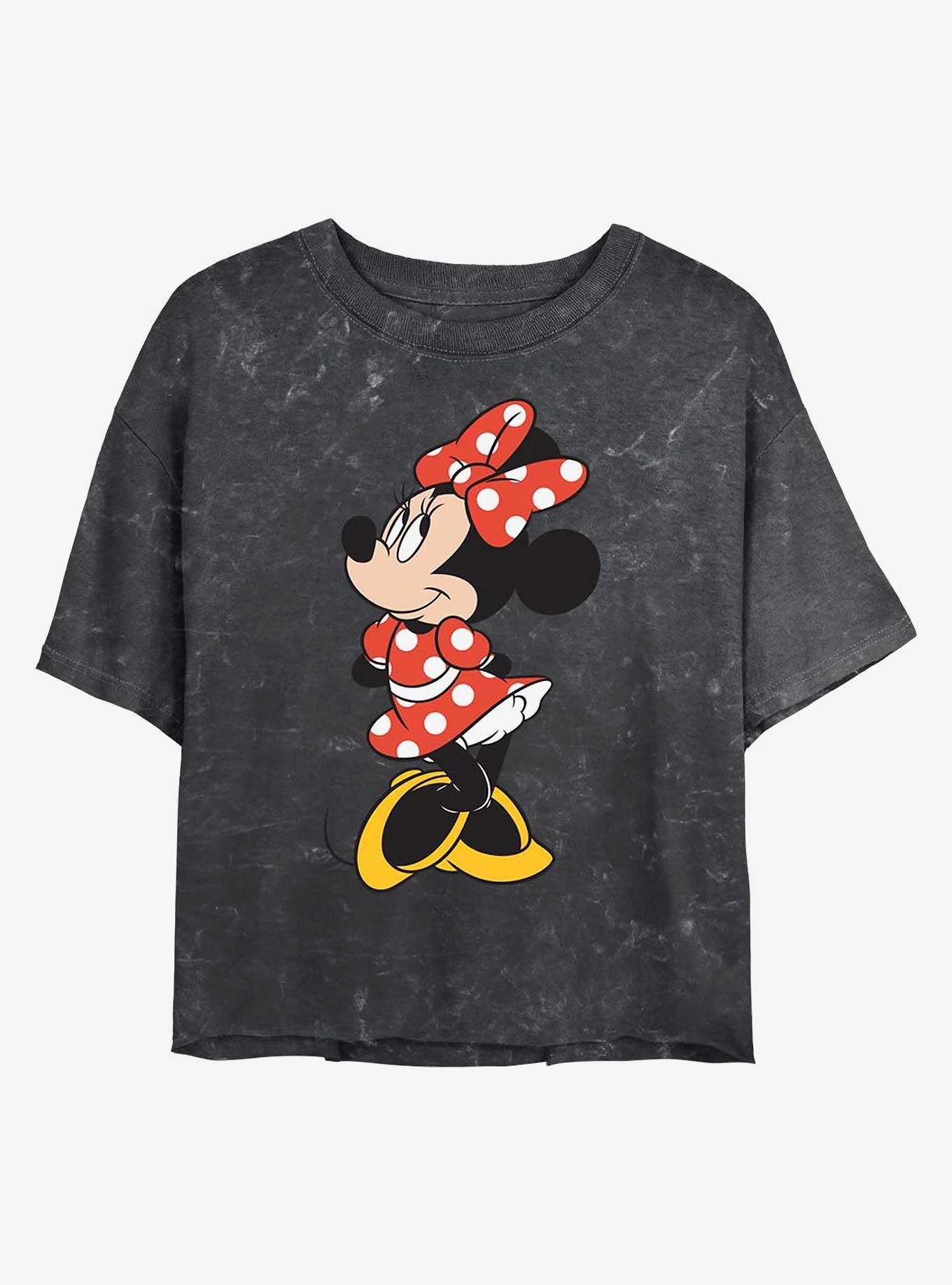 Disney Minnie Mouse Traditional Minnie Mineral Wash Crop Girls T-Shirt, BLACK, hi-res