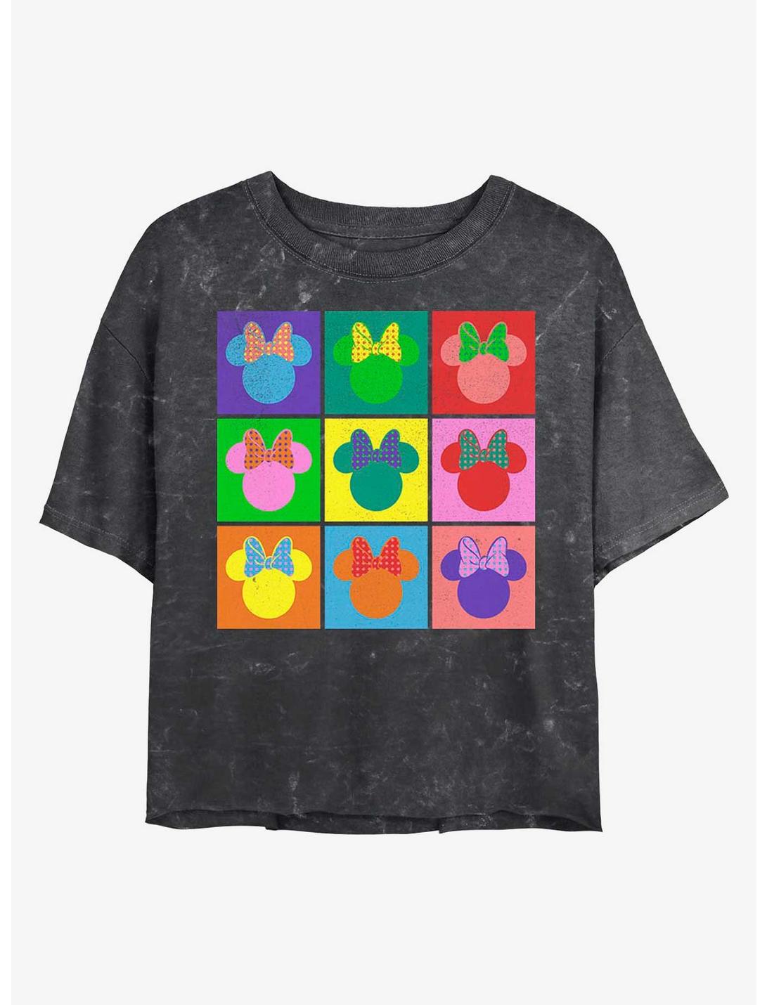 Disney Minnie Mouse Warhol Minnie Mineral Wash Crop Girls T-Shirt, BLACK, hi-res