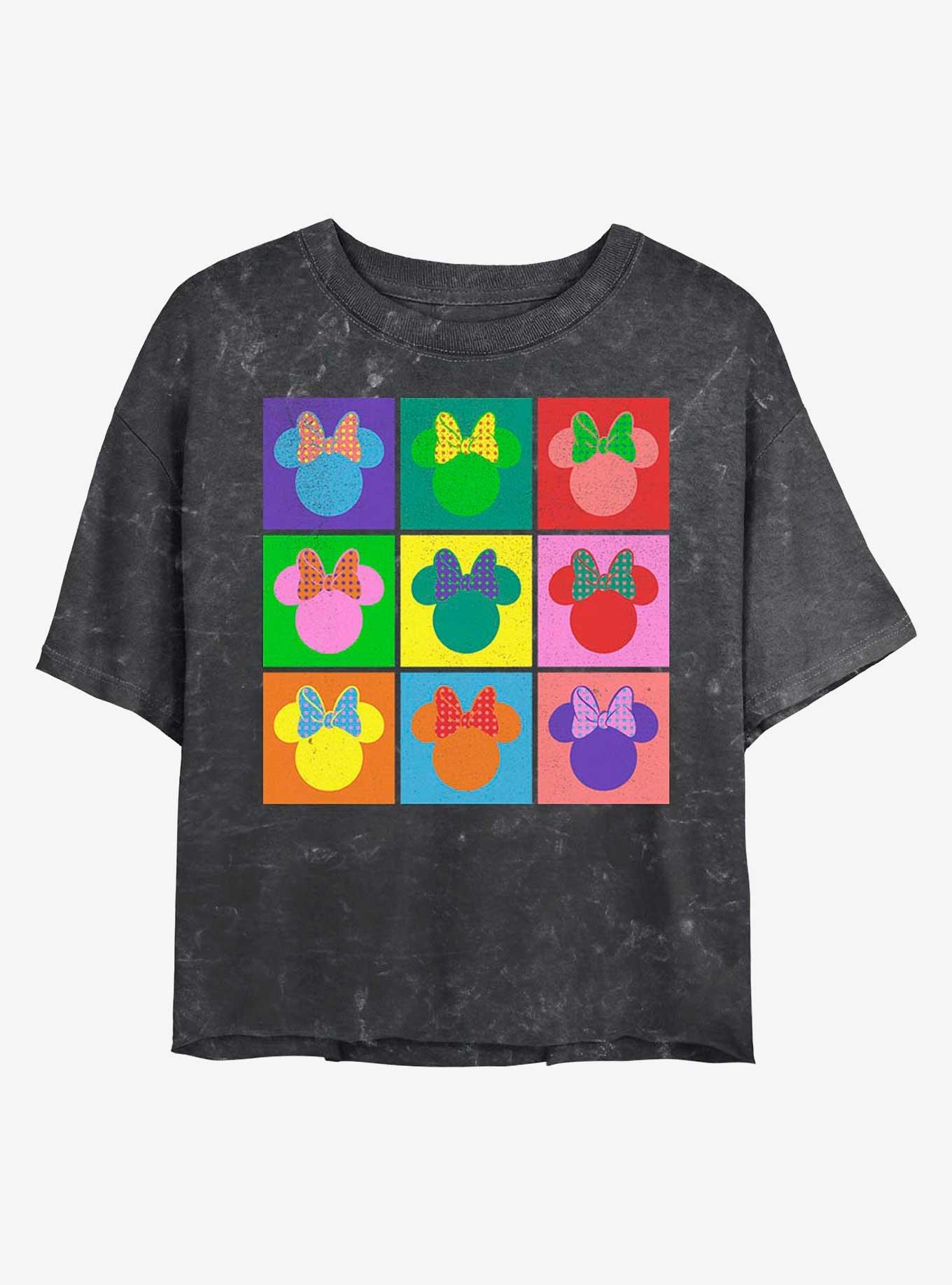 Disney Minnie Mouse Warhol Minnie Mineral Wash Crop Girls T-Shirt, BLACK, hi-res