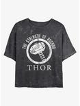 Marvel Thor Strength of Asgard Mineral Wash Crop Girls T-Shirt, BLACK, hi-res