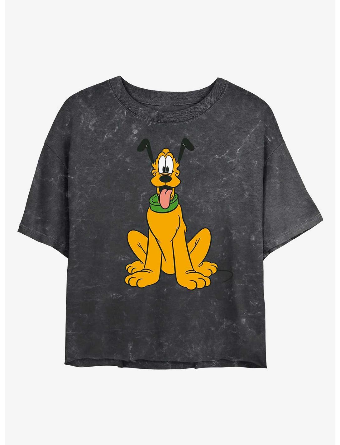 Disney Pluto Traditional Pluto Mineral Wash Crop Girls T-Shirt, BLACK, hi-res