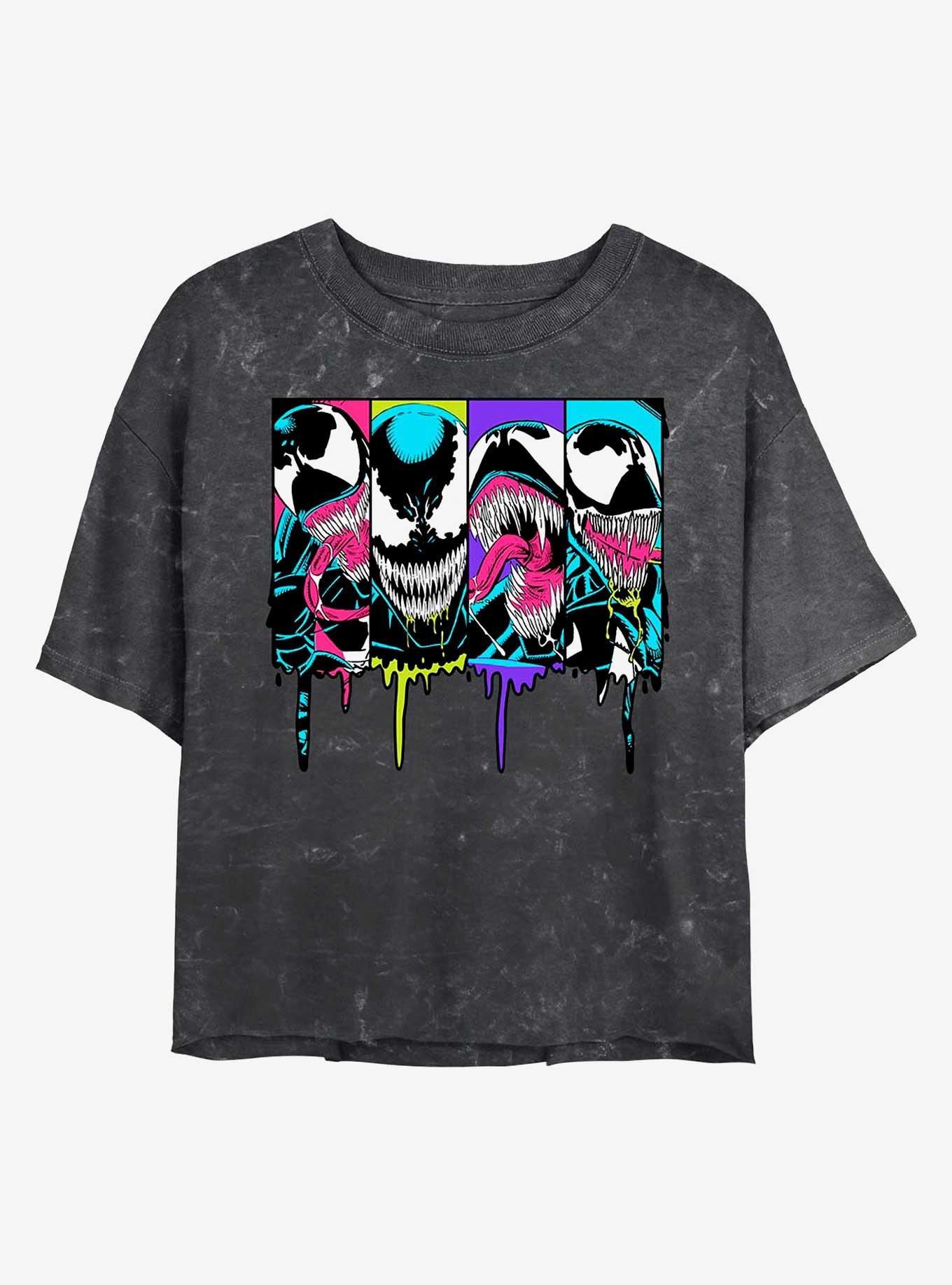 Marvel Venom Neon Venom Mineral Wash Crop Girls T-Shirt, BLACK, hi-res