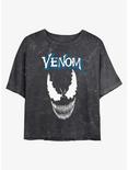 Marvel Venom Face Mineral Wash Crop Girls T-Shirt, BLACK, hi-res