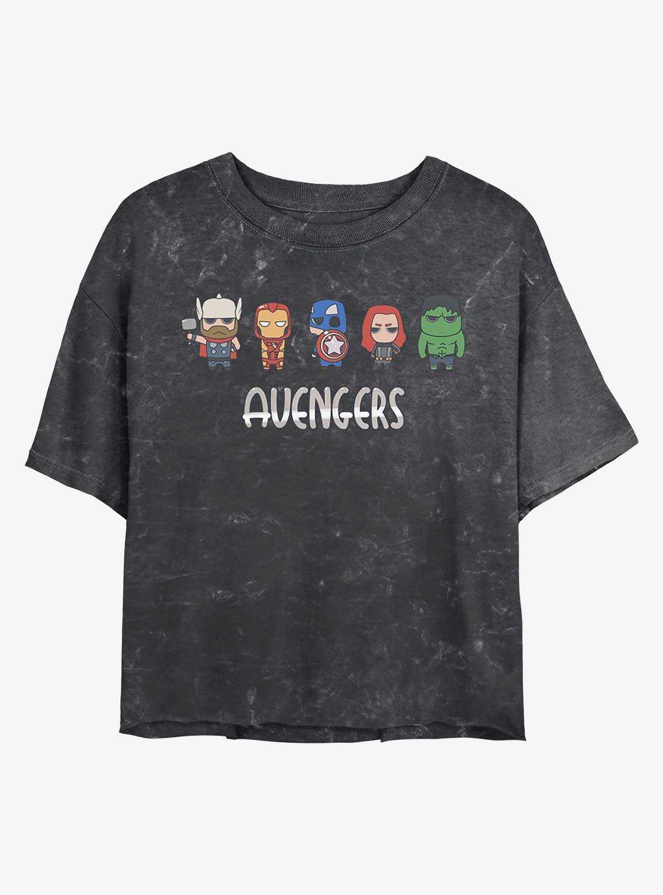 Marvel Avengers Doodle Avengers Mineral Wash Crop Girls T-Shirt, , hi-res
