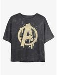 Marvel Avengers Paint Drip Logo Mineral Wash Crop Girls T-Shirt, BLACK, hi-res