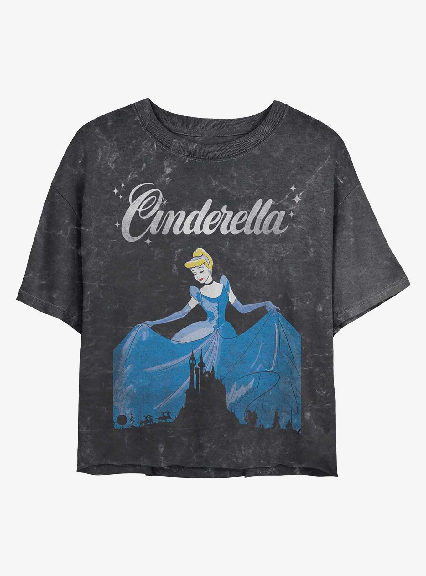 Disney Cinderella Dancing Cinderella Mineral Wash Crop Girls T-Shirt, BLACK, hi-res