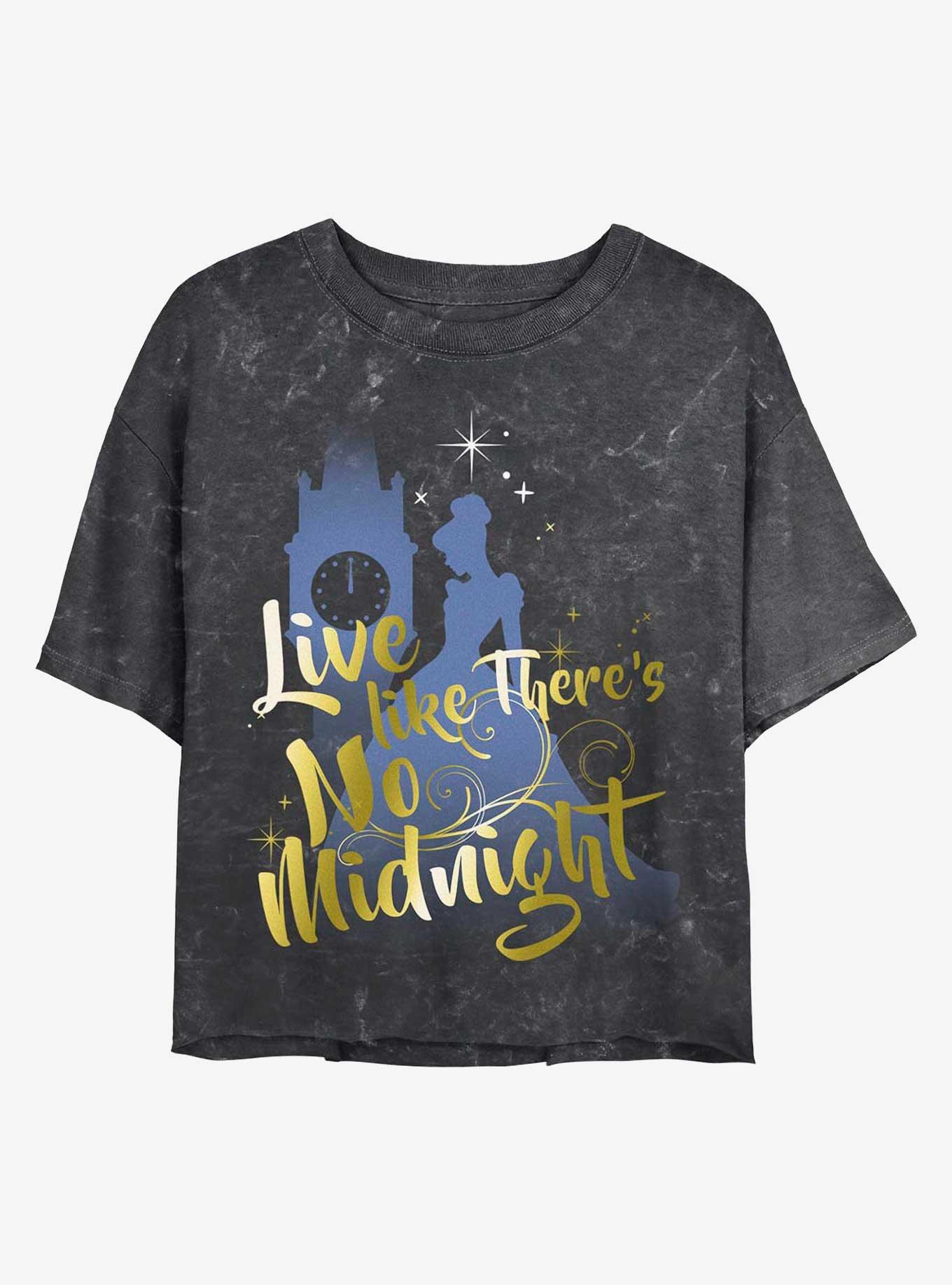 Disney Cinderella No Midnight Mineral Wash Crop Girls T-Shirt, BLACK, hi-res