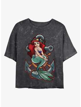 Disney Princesses Ariel Anchor Mineral Wash Crop Girls T-Shirt, , hi-res
