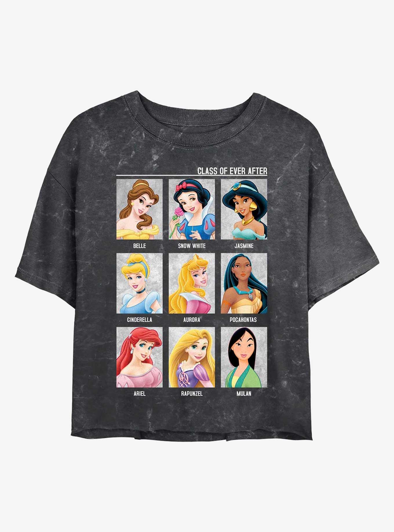 Disney Princesses Class of Ever After Mineral Wash Crop Girls T-Shirt, BLACK, hi-res