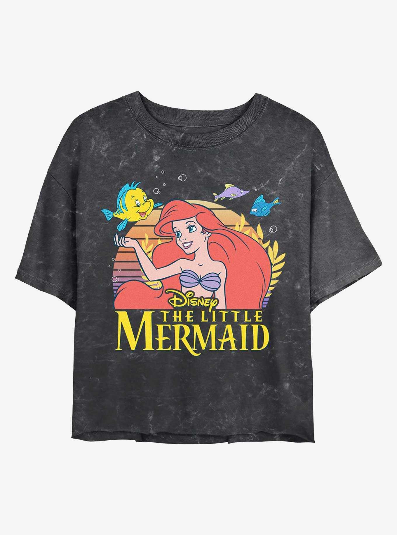 Disney Princesses The Little Mermaid Title Mineral Wash Crop Girls T-Shirt, , hi-res