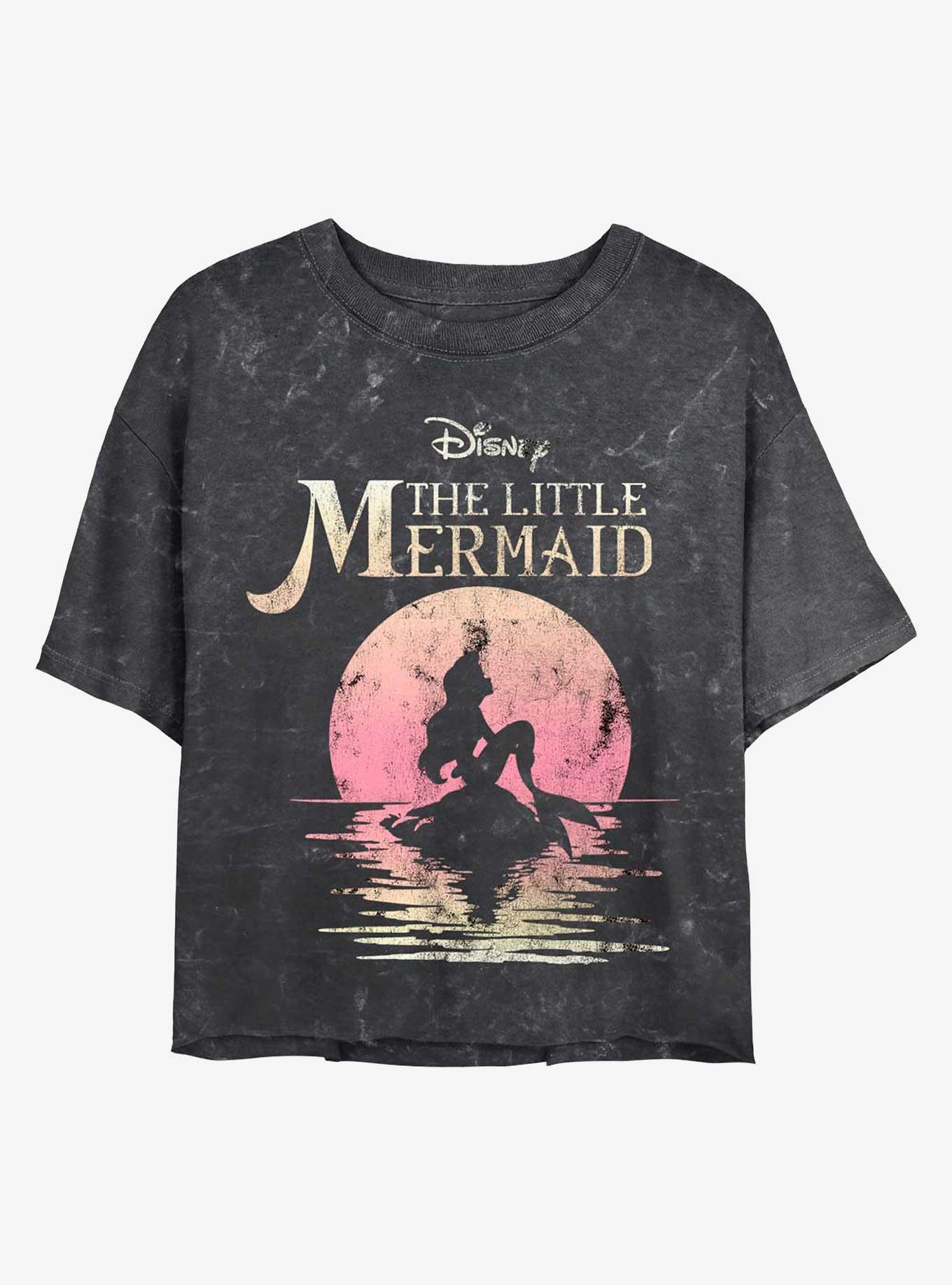 Disney Princesses Mermaid Moon Mineral Wash Crop Girls T-Shirt