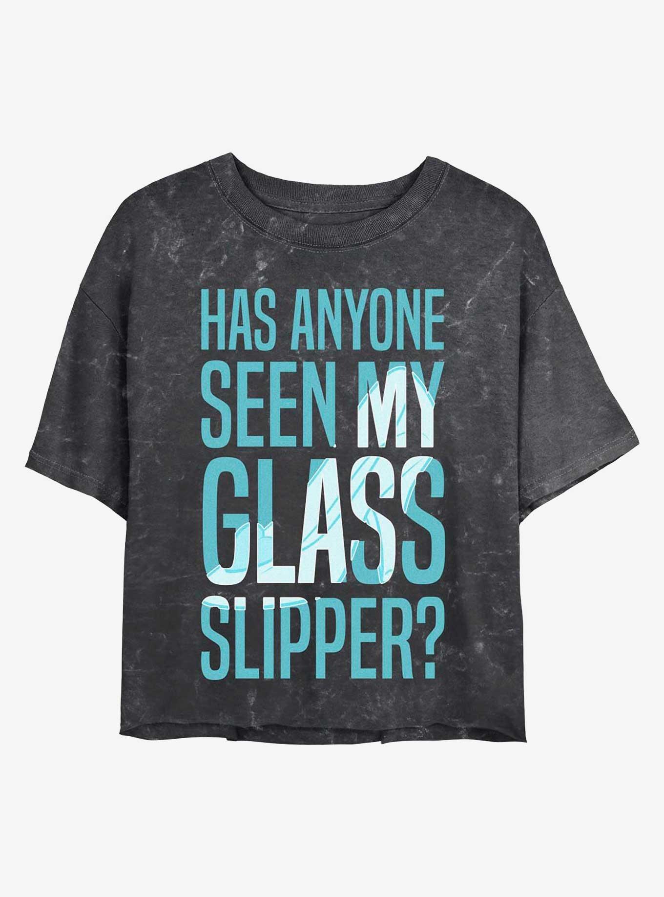 Disney Princesses Missing Glass Slipper Mineral Wash Crop Girls T-Shirt