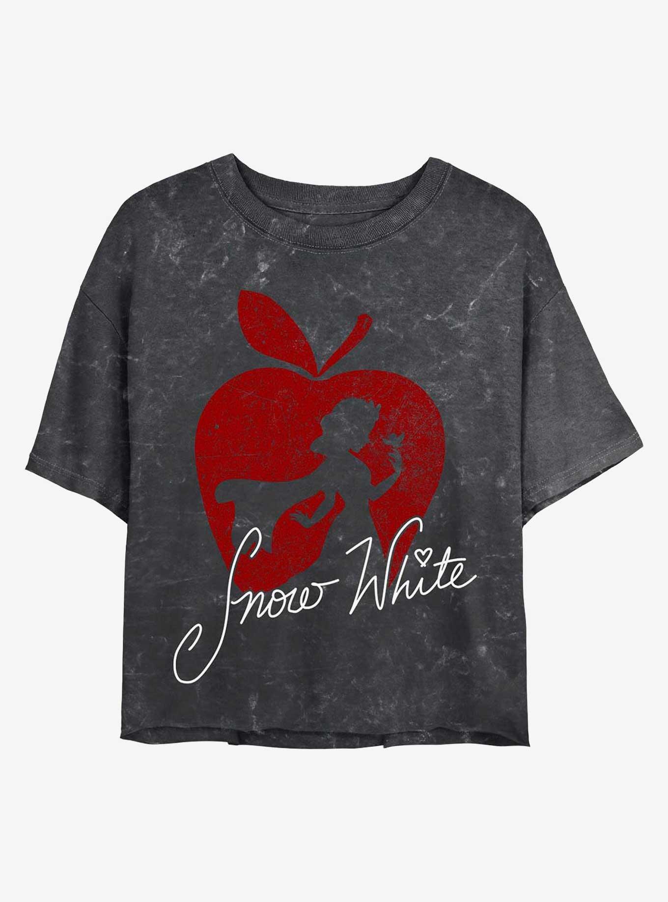 Disney Princesses Snow White Silhouette Mineral Wash Crop Girls T-Shirt, BLACK, hi-res