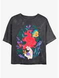 Disney The Little Mermaid Ariel Under The Sea Mineral Wash Crop Girls T-Shirt, BLACK, hi-res