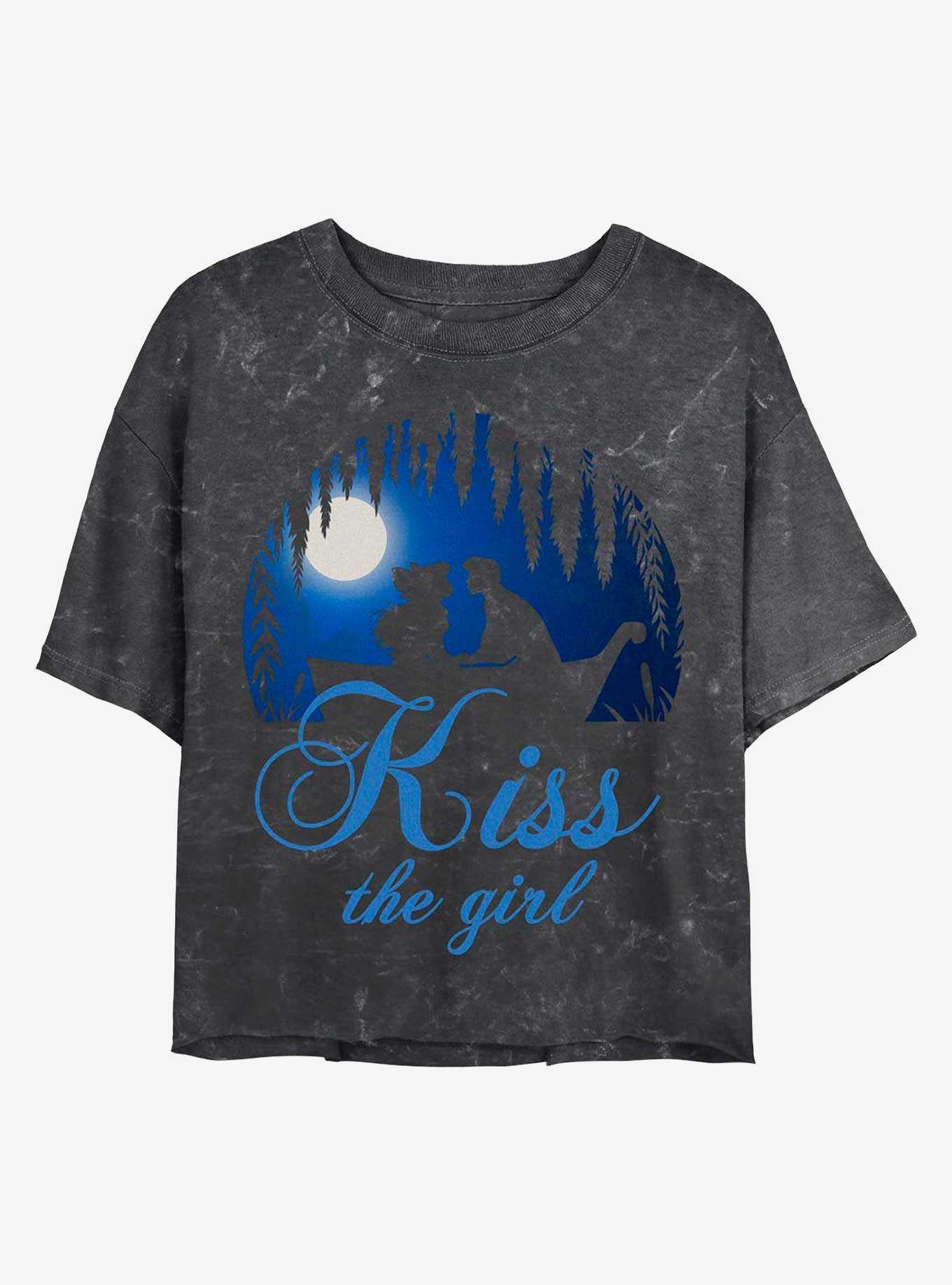 Disney The Little Mermaid Kiss The Girl Vignette Mineral Wash Crop Girls T-Shirt, , hi-res