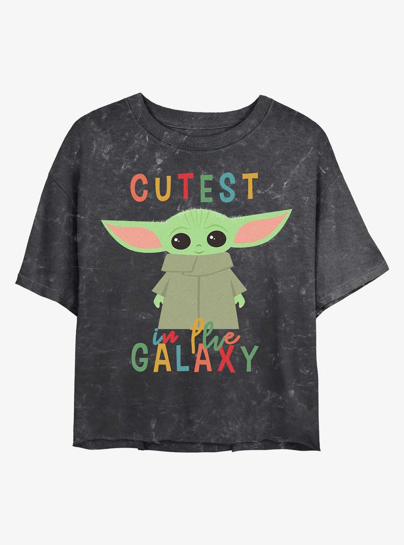 Star Wars The Mandalorian Cutest Little Child Mineral Wash Crop Girls T-Shirt, BLACK, hi-res