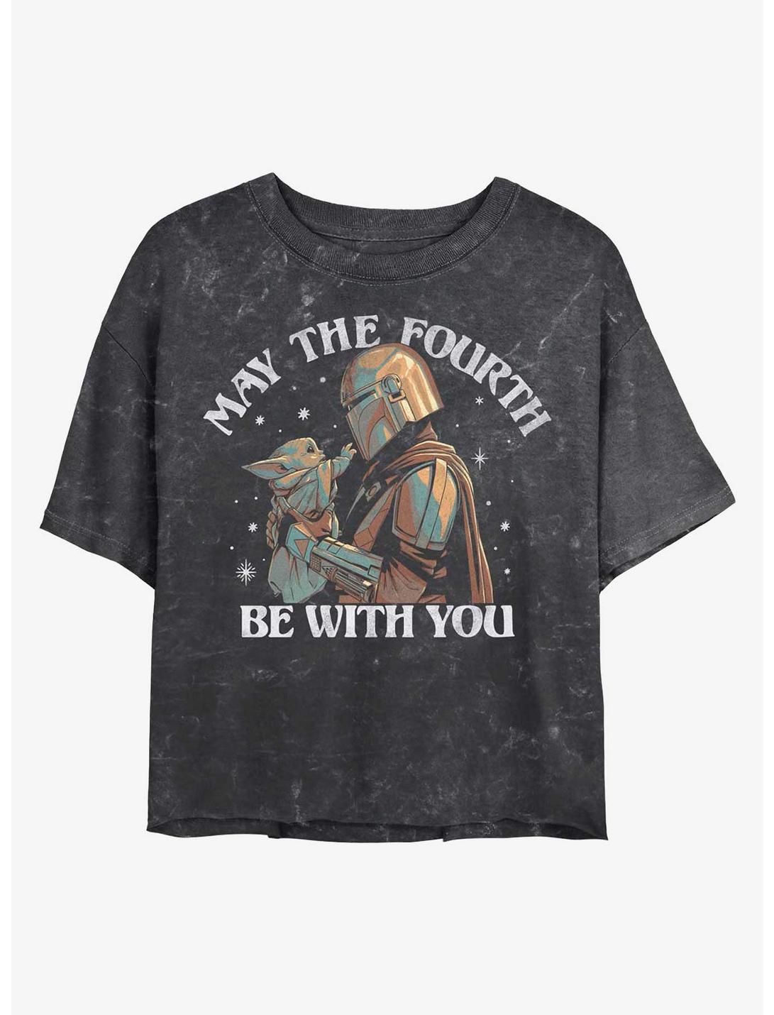 Star Wars The Mandalorian May The Fourth Be With You Mineral Wash Crop Girls T-Shirt, BLACK, hi-res