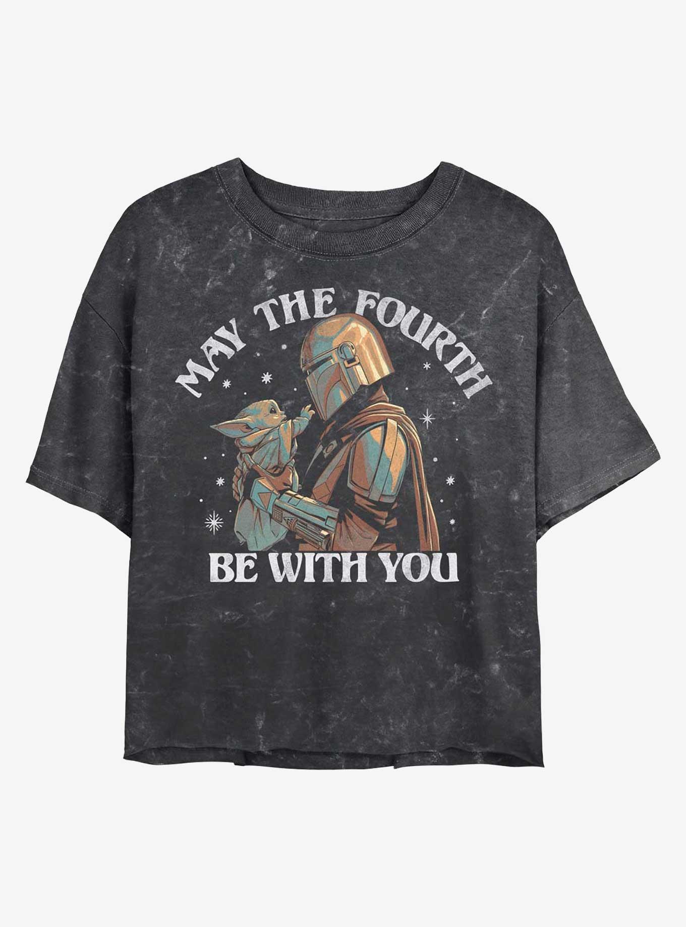 Star Wars The Mandalorian May The Fourth Be With You Mineral Wash Crop Girls T-Shirt, BLACK, hi-res