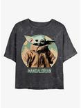 Star Wars The Mandalorian Grogu The Child Mineral Wash Crop Girls T-Shirt, BLACK, hi-res