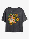 Disney Pocahontas Floral Princess Mineral Wash Crop Girls T-Shirt, BLACK, hi-res