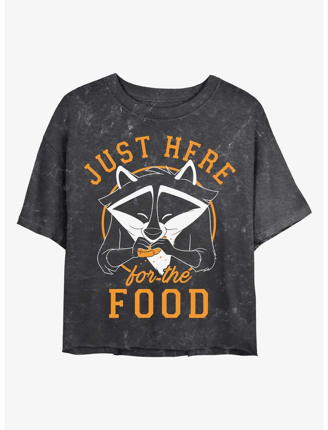 Disney Pocahontas Meeko Here For Food Mineral Wash Crop Girls T-Shirt, BLACK, hi-res