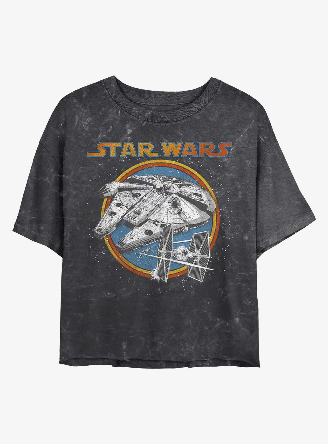 Star Wars Battleship Mineral Wash Crop Girls T-Shirt, BLACK, hi-res