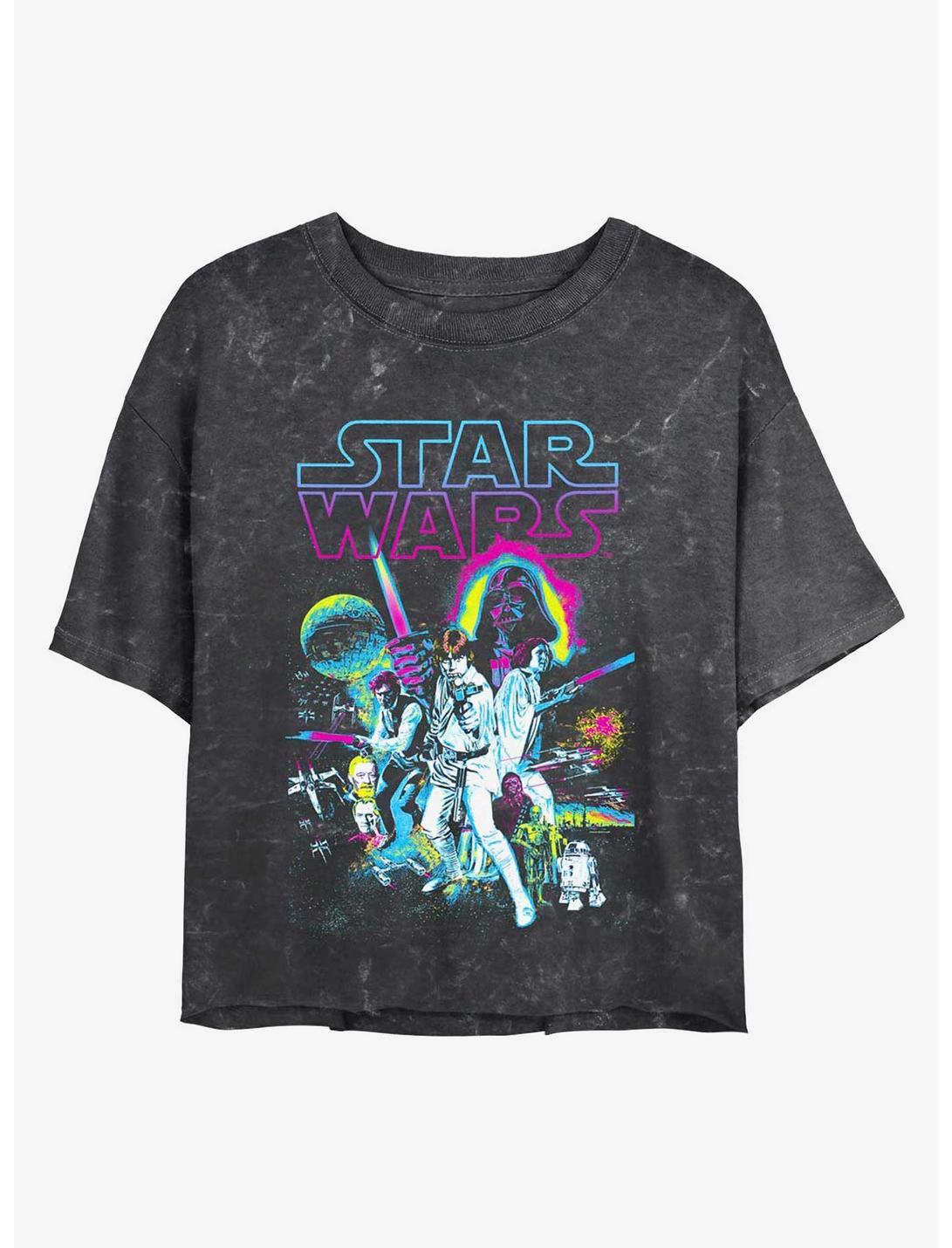 Star Wars Neon Hope Mineral Wash Crop Girls T-Shirt, BLACK, hi-res