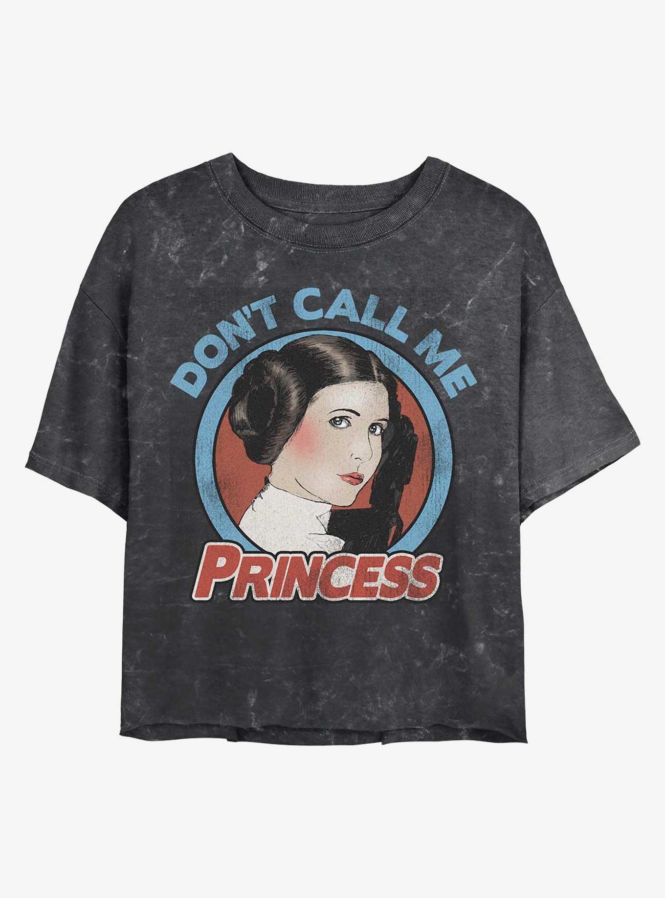 Star Wars Leia Don't Call Me Princess Mineral Wash Crop Girls T-Shirt, BLACK, hi-res