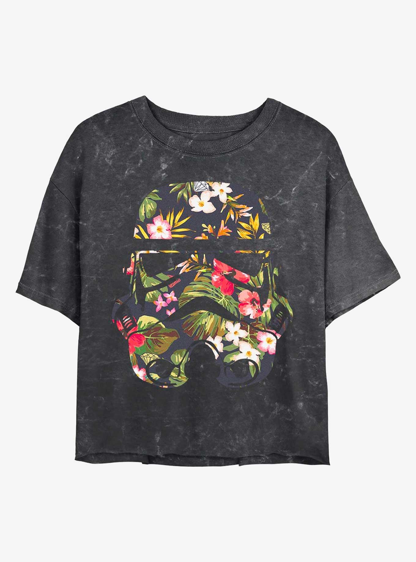 Star Wars Storm Flowers Mineral Wash Crop Girls T-Shirt, BLACK, hi-res