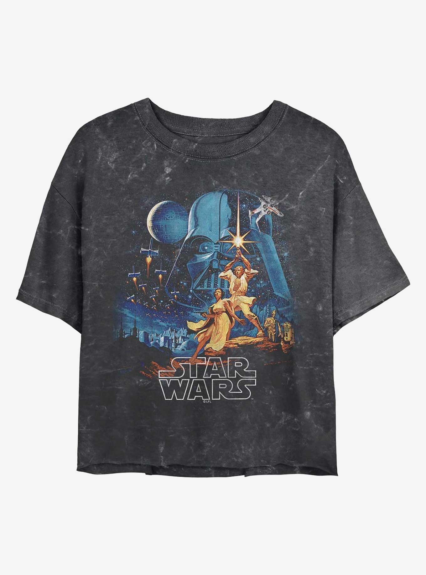 Star Wars Two Hopes Mineral Wash Crop Girls T-Shirt, BLACK, hi-res