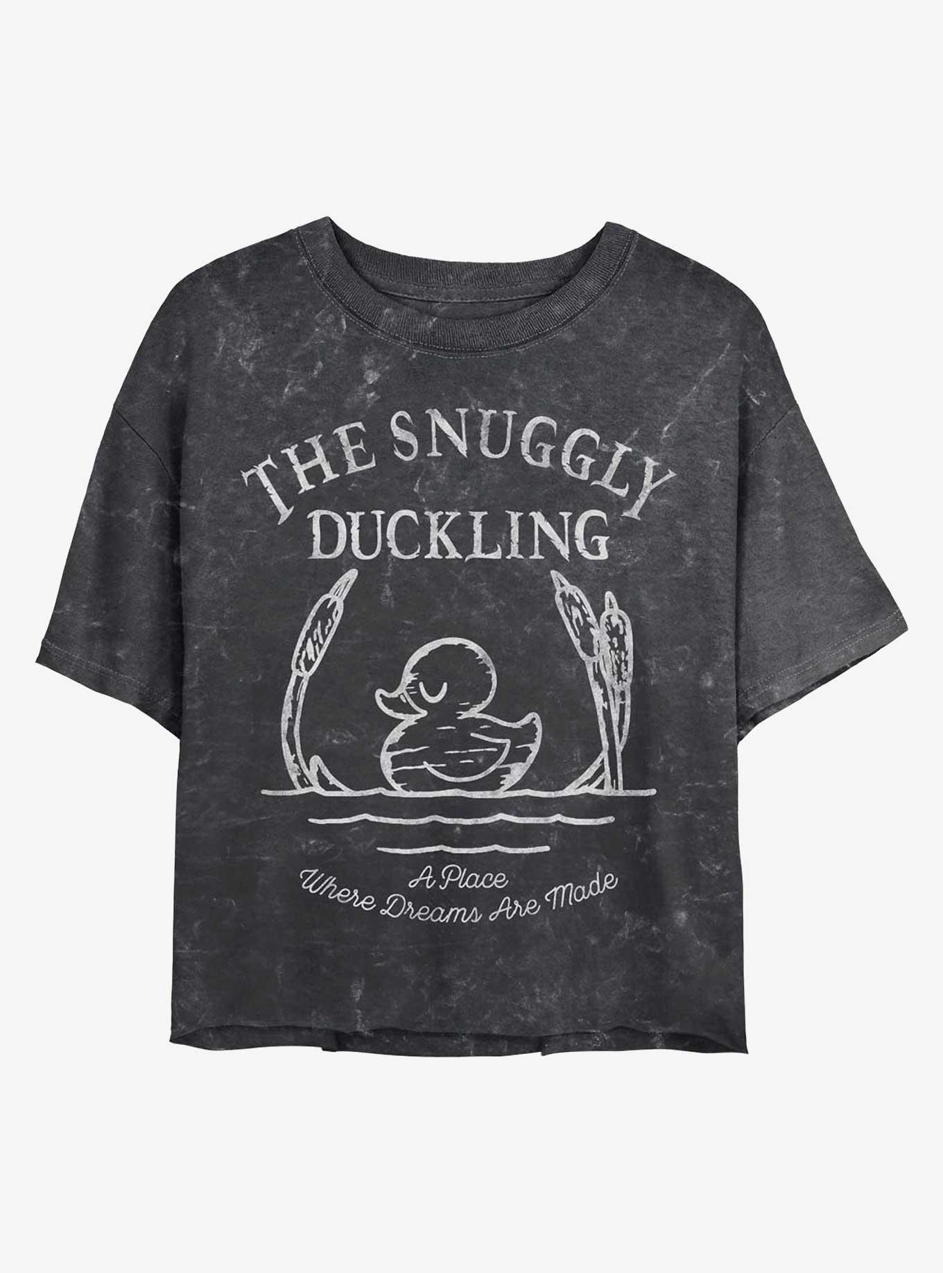 Disney Tangled The Snuggly Duckling Mineral Wash Crop Girls T-Shirt, BLACK, hi-res