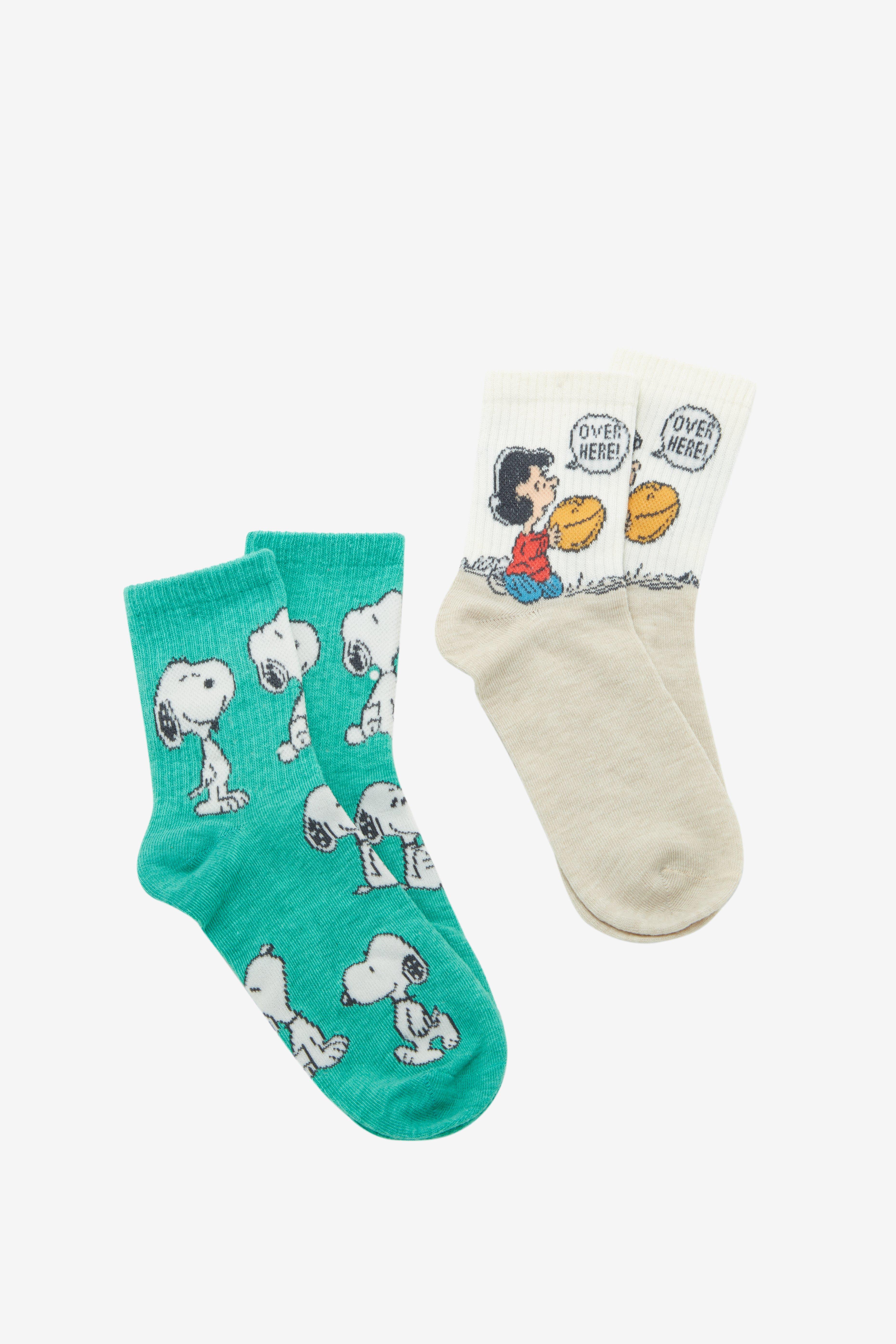 Peanuts Snoopy Lucy Football Crew Socks 2 Pair, , hi-res