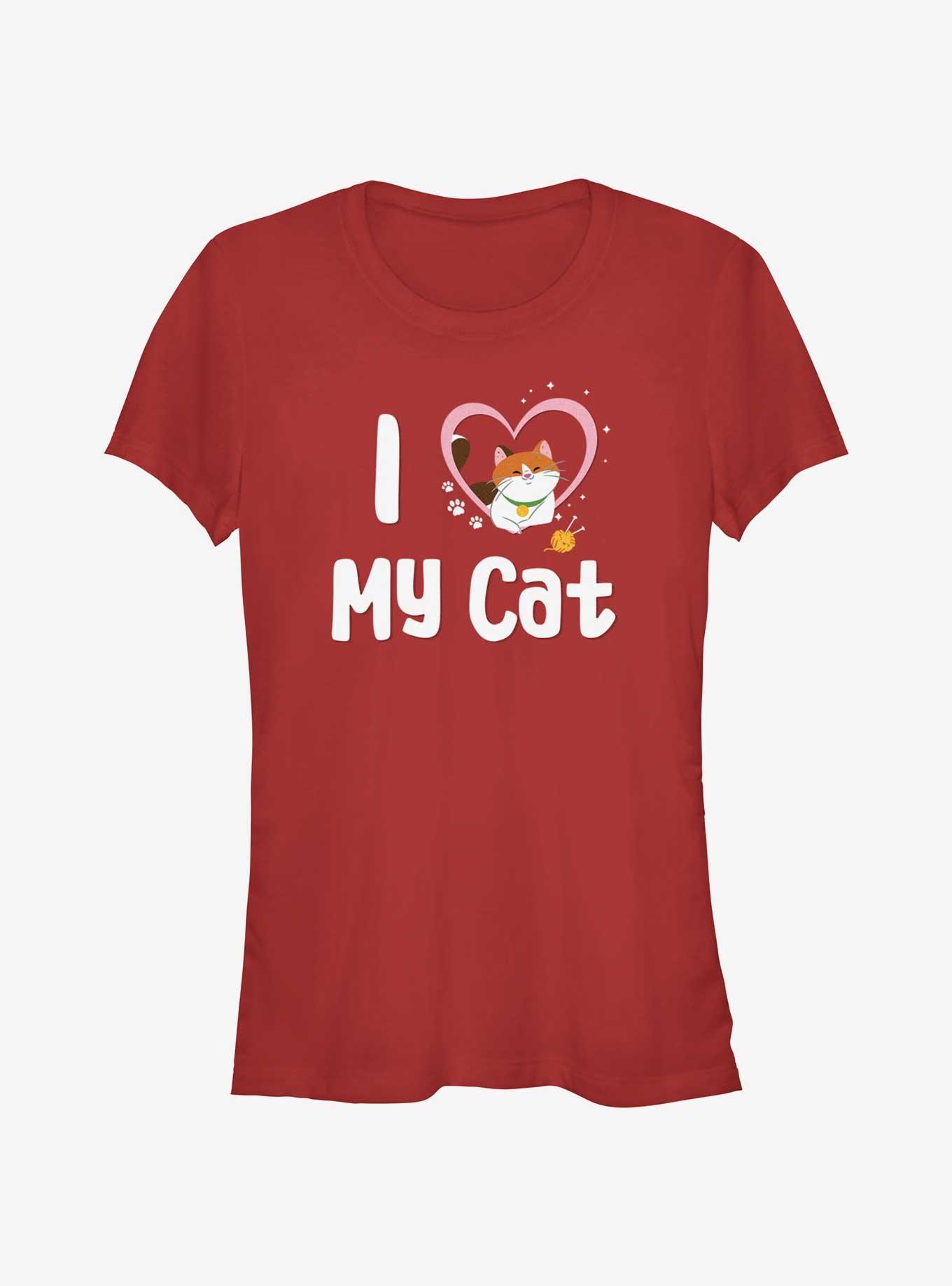 Disney Pixar Big Hero 6 Love My Cat Girls T-Shirt, RED, hi-res