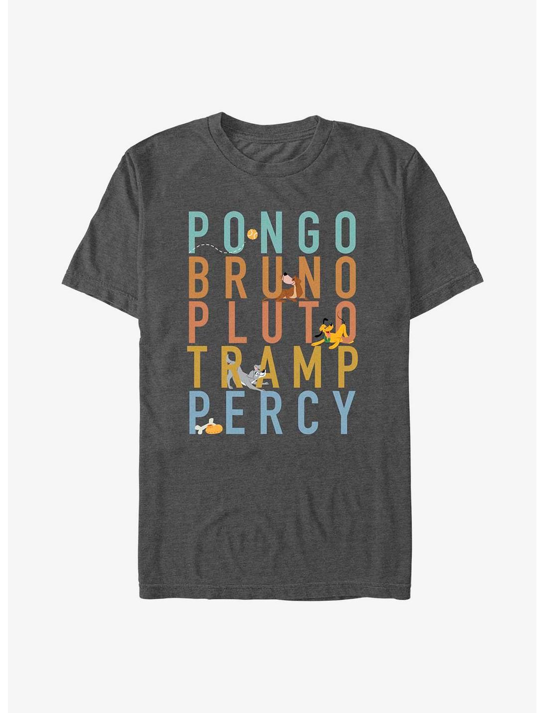 Disney Channel Pongo, Bruno, Pluto, Tramp, Percy T-Shirt, CHAR HTR, hi-res