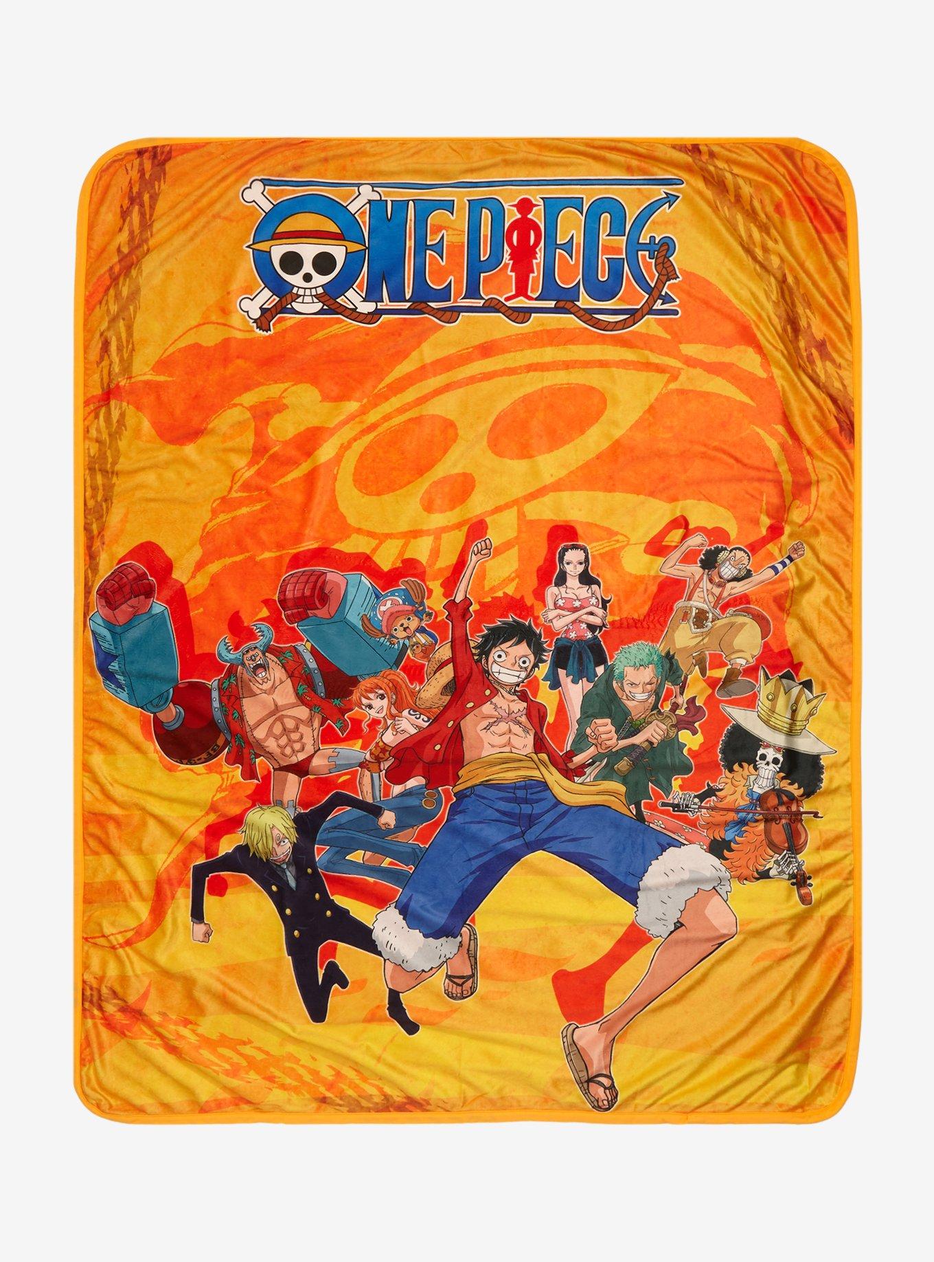 One Piece Straw Hat Pirates Orange Throw Blanket