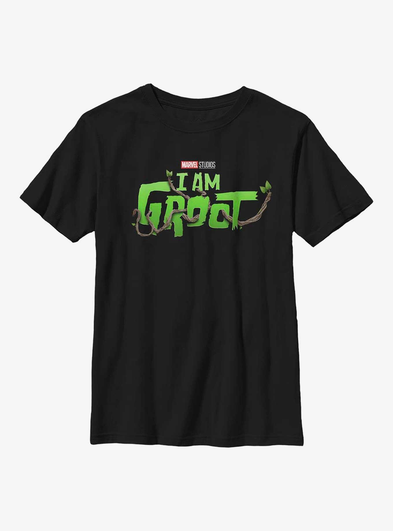 Marvel I Am Groot Logo Youth T-Shirt, BLACK, hi-res