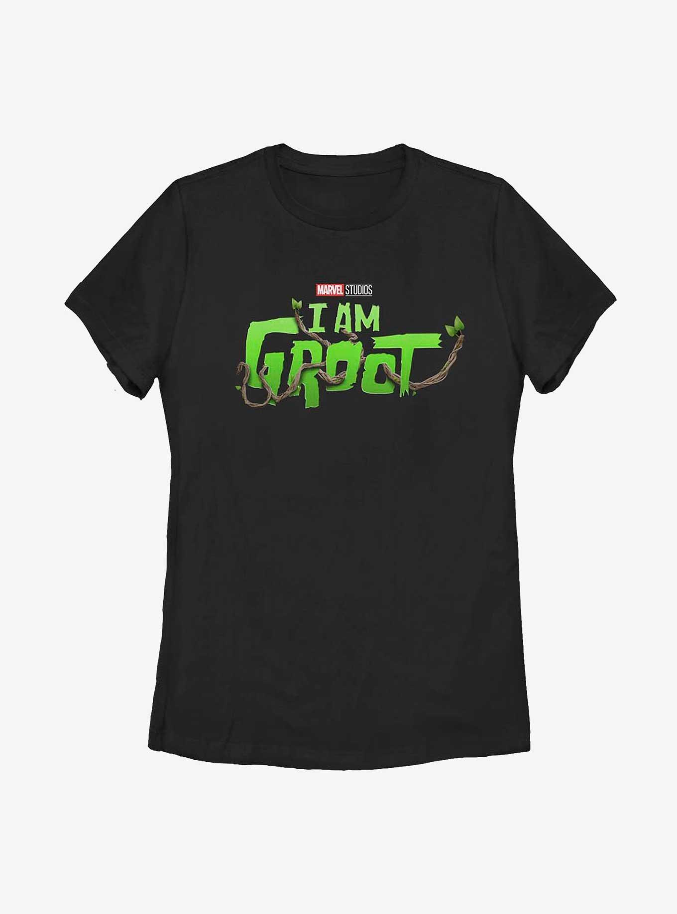 Marvel I Am Groot Logo Womens T-Shirt, BLACK, hi-res