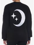 Moon & Stars Embroidered Girls Oversized Cardigan, BLACK, hi-res