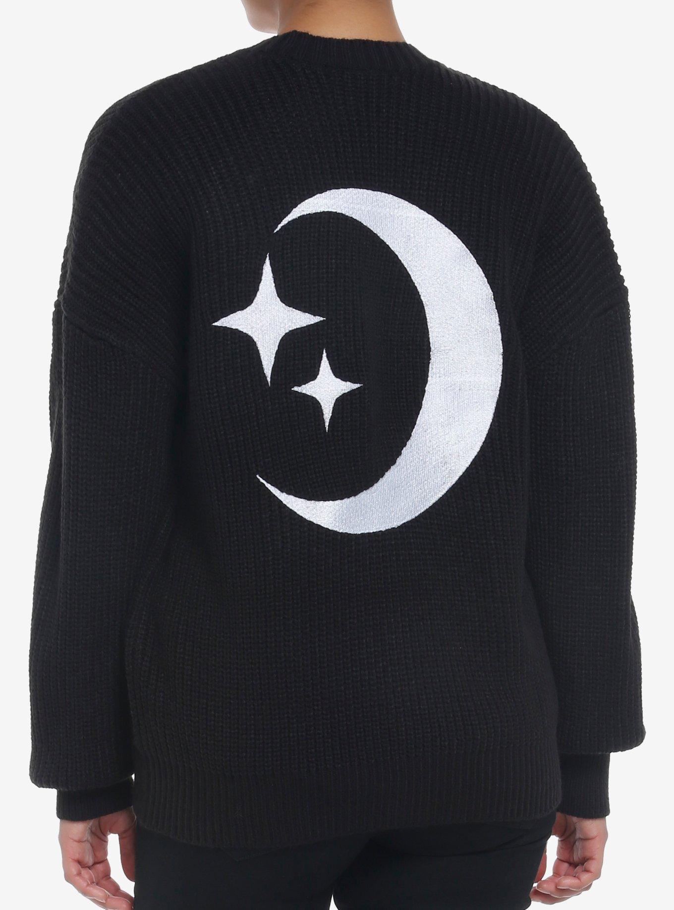 Moon & Stars Embroidered Girls Oversized Cardigan, , hi-res