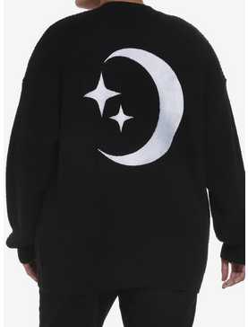 Moon & Stars Embroidered Girls Oversized Cardigan, , hi-res