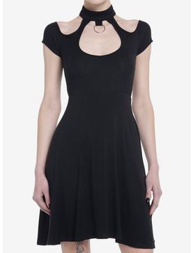 Social Collision Black Choker O-Ring Dress, , hi-res