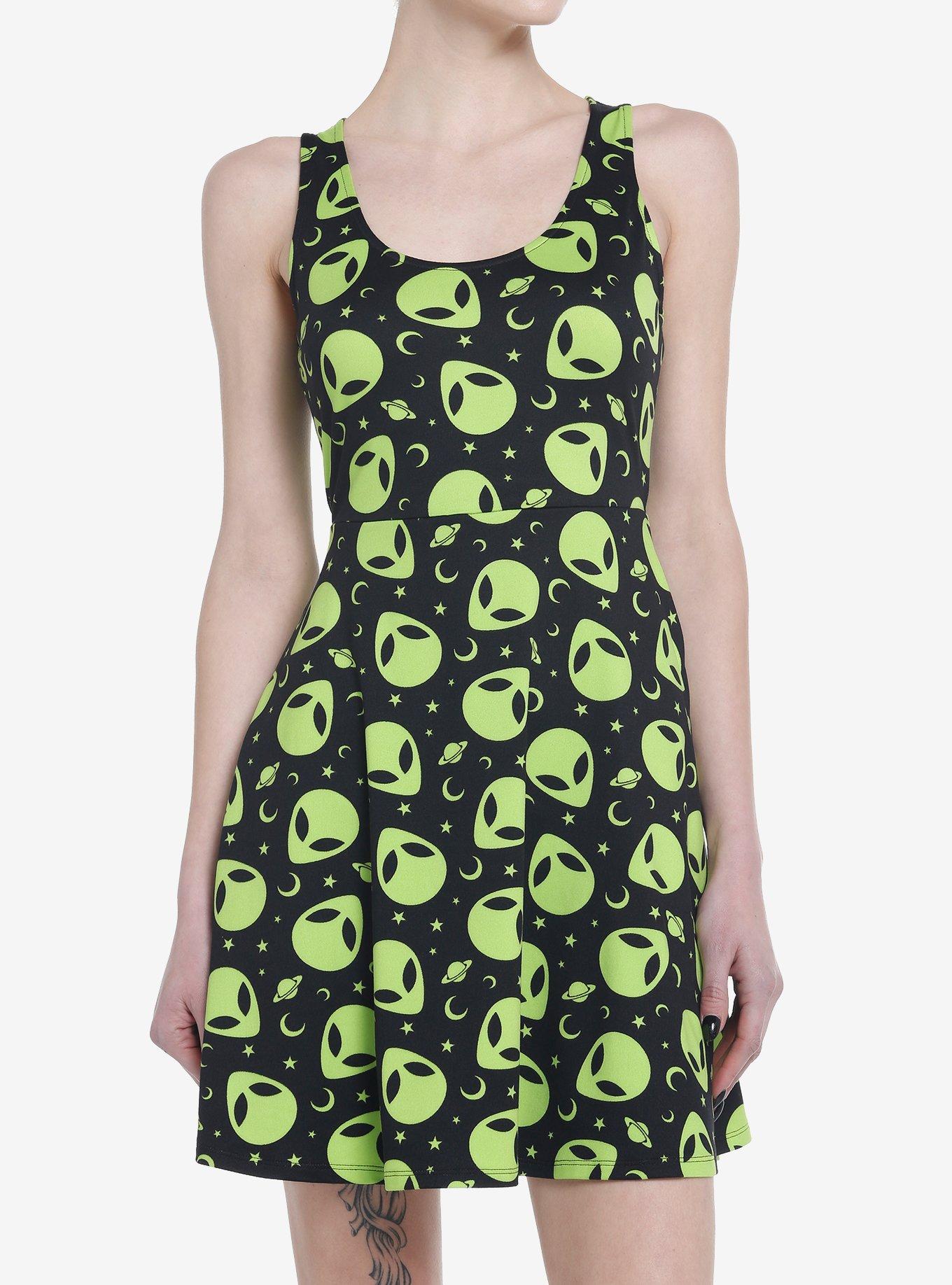 Social Collision Green Alien Dress, GREEN, hi-res