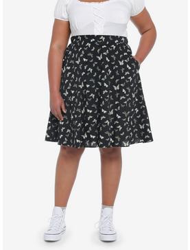 Black & Green Butterfly Retro Skirt Plus Size, , hi-res