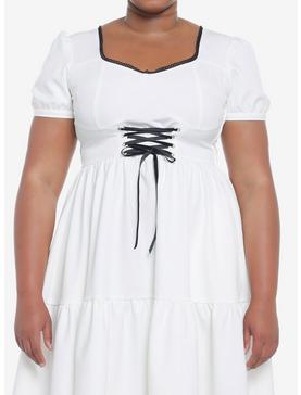 Ivory Corset Tiered Dress Plus Size, , hi-res