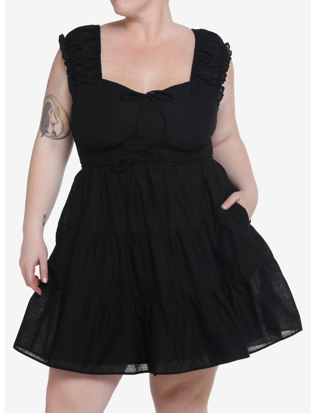 Thorn & Fable Black Tiered Dress Plus Size, BLACK, hi-res